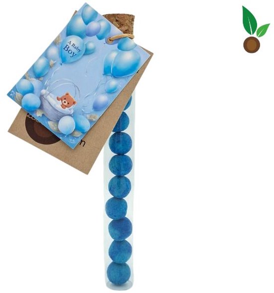 Geboorte jongetje: 10 Babyblauwe Zaadbommetjes in Reageerbuisje van Esschert Design