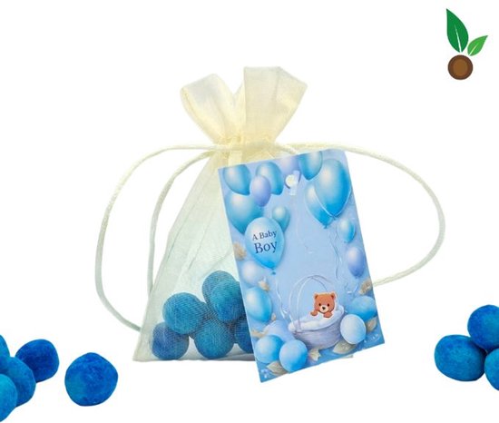 Geboorte Jongetje: 15 Babyblauwe Zaadbommetjes in Organza zakje van Milliways Seeds
