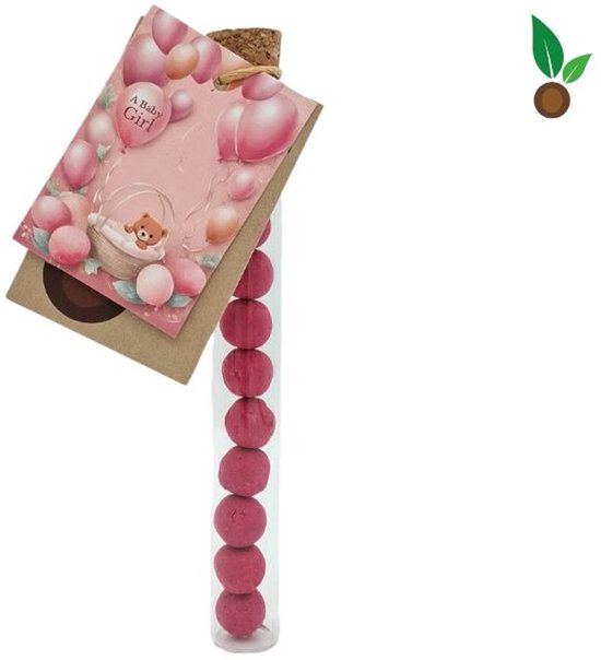 Geboorte meisje: 10 Babyroze Zaadbommetjes in Reageerbuisje van Merkloos