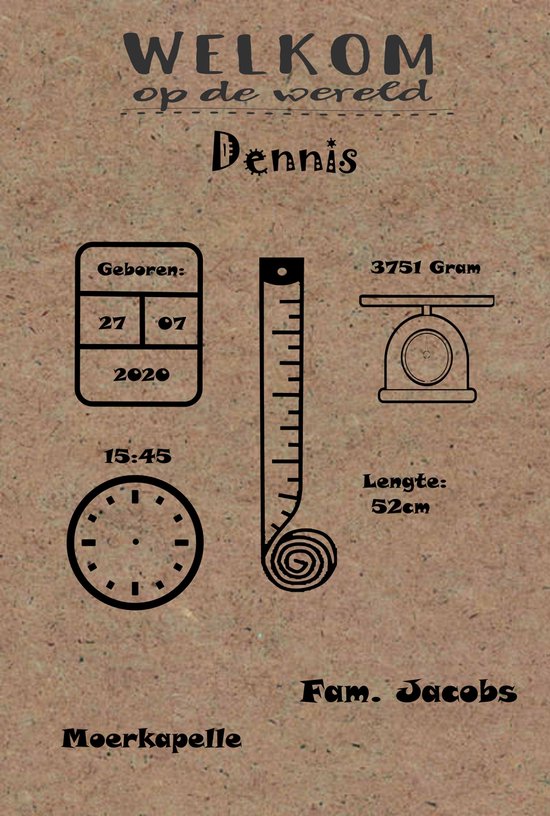 Geboortebord met Naam - Gepersonaliseerd Kraamcadeau met Naam, Gewicht, Lengte, Geboortedatum, Tijd & geboorteplaats - Perfecte Geboorte cadeau Gegraveerd op MDF - Geboorte Bord - Geboorteposter -Geboortekaart - Mogelijkheid voor eigen ontwerp van Noted Gifts