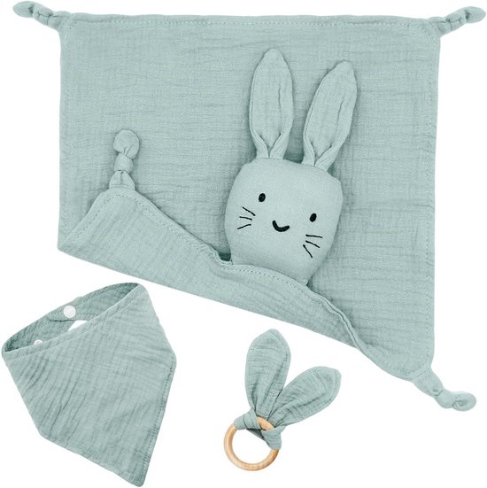 Geboortecadeau Set - Baby Cadeau Pakket - Baby Verzorgen - Met Knuffeldoekje - 19 x 18 x 5 cm - Groen