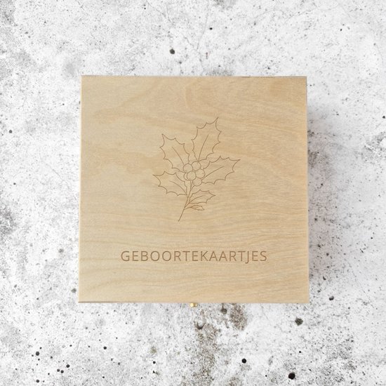 Geboortkaartjes box geboortebloem | December | Hulst | Geboortekaarten bewaren | Kraamcadeau | Fien & Feau