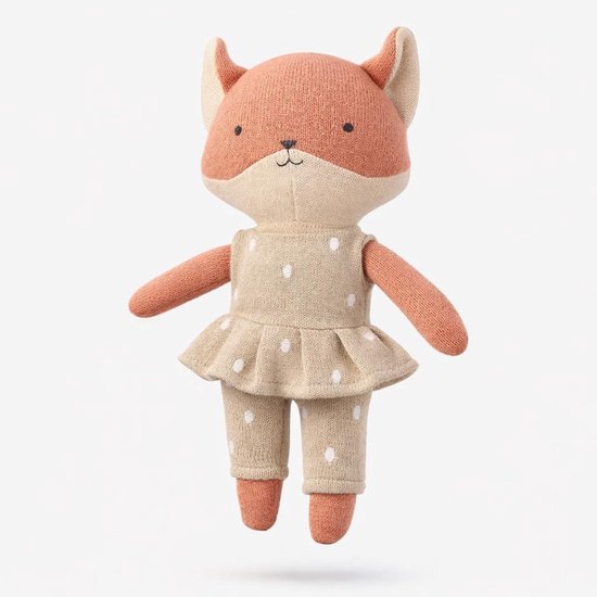 Gebreid katoenen speelgoed - Zacht knuffelbeest - Kamerdecoratie baby - Milieuvriendelijk materiaal - 22 cm - Beige