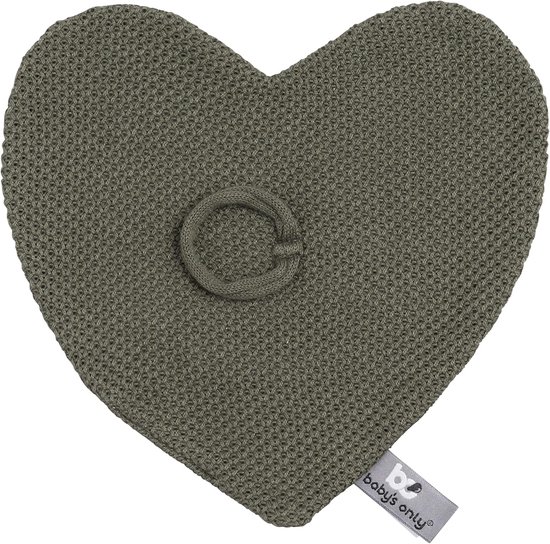Gebreid Speendoekje met Lus - Speenknuffel Hartje in Khaki voor Baby's van Snuggle†s