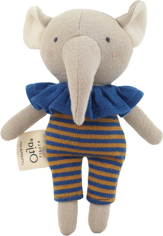 Gebreide Olifant - Zacht Knuffel - Baby Cadeau - Gemaakt van Katoen - 22 cm - Blauw
