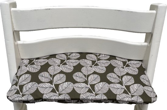 Gecoat zitkussen voor de Tripp Trapp kinderstoel van Stokke - Blaadjes Olijfgroen- eenvoudig schoon te vegen - comfortabel - duurzaam van Merkloos