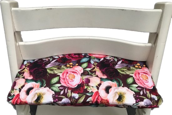 Gecoat zitkussen voor de Tripp Trapp kinderstoel van Stokke - Pioenroos van Merkloos