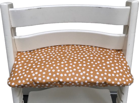 Gecoat zitkussen voor de Tripp Trapp kinderstoel van Stokke -Stippen mosterdgeel van Merkloos
