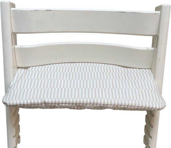 Gecoat zitkussen voor de Tripp Trapp kinderstoel van Stokke - Streepjes Beige- eenvoudig schoon te vegen - comfortabel - duurzaam van Merkloos