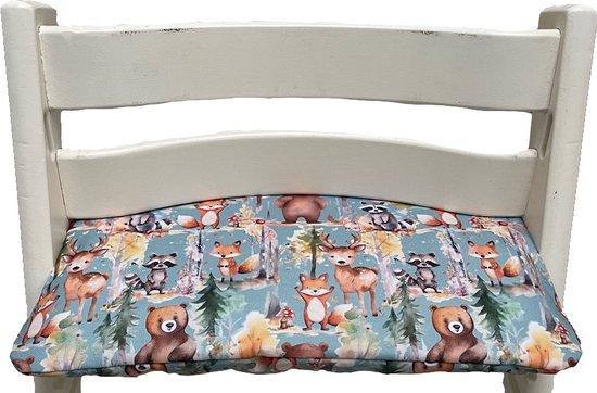 Gecoat zitkussen voor de Tripp Trapp kinderstoel van Stokke -Vrolijke dierenvriendjes mintgroen van Stokke