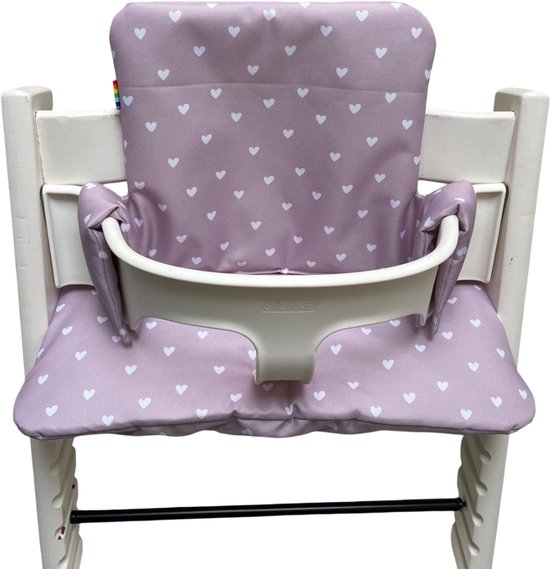 Gecoate kussenset voor de Tripp Trapp kinderstoel van Stokke - Hartjes roze - eenvoudig schoon te vegen - comfortabel - duurzaam