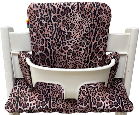 Gecoate kussenset voor de Tripp Trapp kinderstoel van Stokke - Luipaard - eenvoudig schoon te vegen - comfortabel - duurzaam van Merkloos