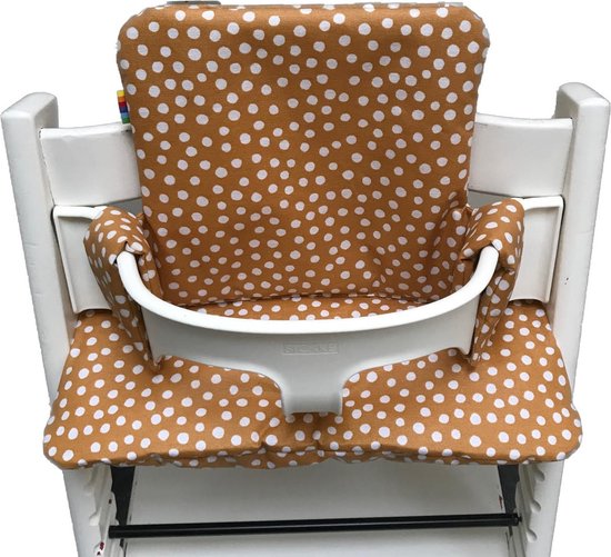 Gecoate kussenset voor de Tripp Trapp kinderstoel van Stokke - Stippen mosterdgeel - eenvoudig schoon te vegen - comfortabel - duurzaam van Stokke