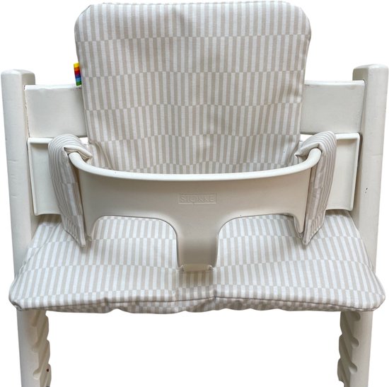Gecoate kussenset voor de Tripp Trapp kinderstoel van Stokke -Streepjes Beige- eenvoudig schoon te vegen - comfortabel - duurzaam van Merkloos