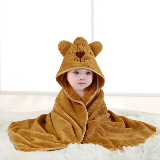 Geel-Bruine Leeuw - Badcape - Baby Handdoek - Zachte Poncho - Badhanddoek - Met Capuchon - Badponcho - Dieren - Baby fleecedeken - Baby en Peuters - 0-3 jaar - Babydeken - Babycape - Wikkeldeken - Kraamcadeau - Handdoek - Kleuter - Multifunctionele van $