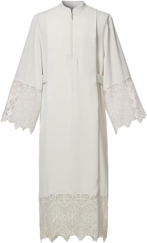 Geestelijkheid ALB Gewaad Katholieke Volwassenen Kant Geplooide Lange Gewaden Vestment Kerk Doop Priester Kostuum