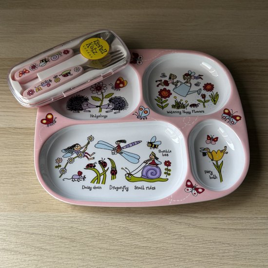 Geheime tuin kinder melamine servies (vakjesbord met bestek) - Tyrrell Katz van Tyrrell Katz