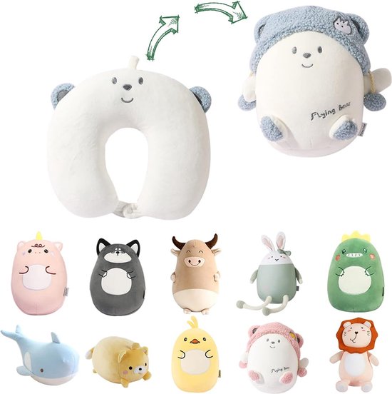 geheugenschuim microbeads U-vormige converteerbare hals kussen gevulde dieren zacht speelgoed vervormbare pluche pop nek ondersteuning voor vliegtuig auto reis bus van Iefoah