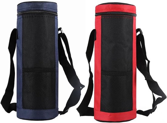 Geïsoleerde Fles Hoes - Koeltas Waterfles - Dranken Koel Houden - Verstelbare Draagriem - 2 Liter Capaciteit - Rood Blauw