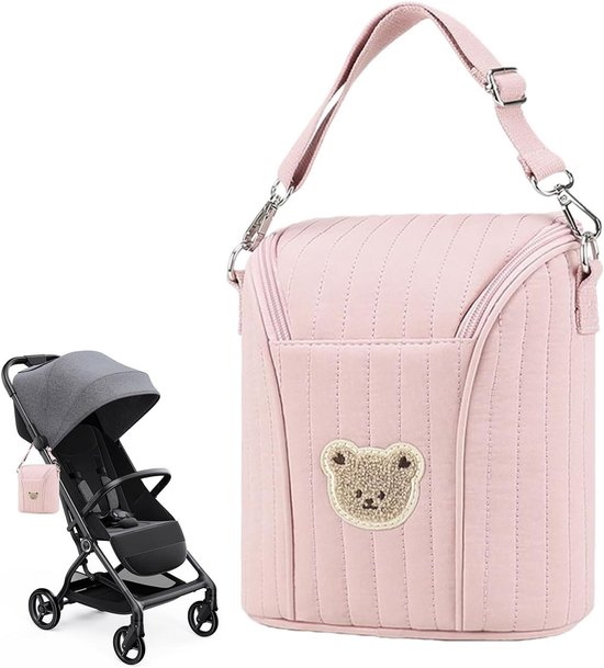 Geïsoleerde Flessentas - Melkkoeler Draagtas - Dagelijkse Reizen - Handsfree Gemak - 18 x 10 x 20 cm - Roze