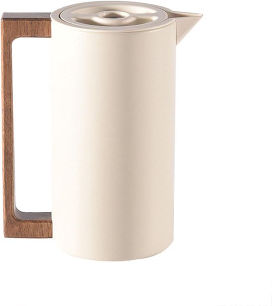 Geïsoleerde Kan - Thermosfles Dranken - Warm Houden - Eenvoudige Drukknop - 1 Liter - Beige