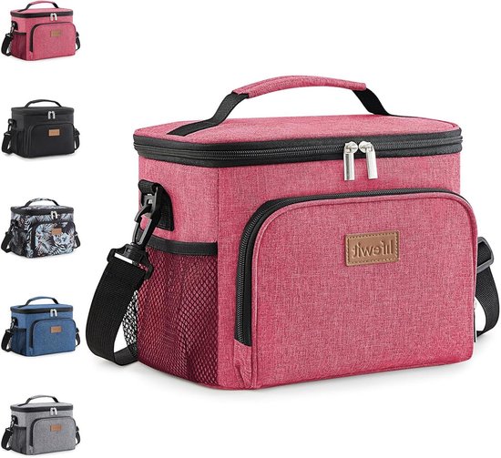 Geïsoleerde Lunchtas - Broodtrommel Koel - Voedsel Vers Houden - Vierlaagse Isolatie - 9 Liter Capaciteit - Roze