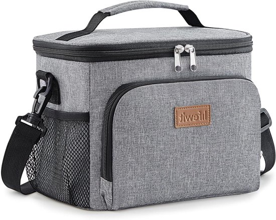 Geïsoleerde Lunchtas - Broodtrommel Koelbox - Maaltijden Meenemen - Vierlaagse Isolatie - 9 Liter Capaciteit - Grijs