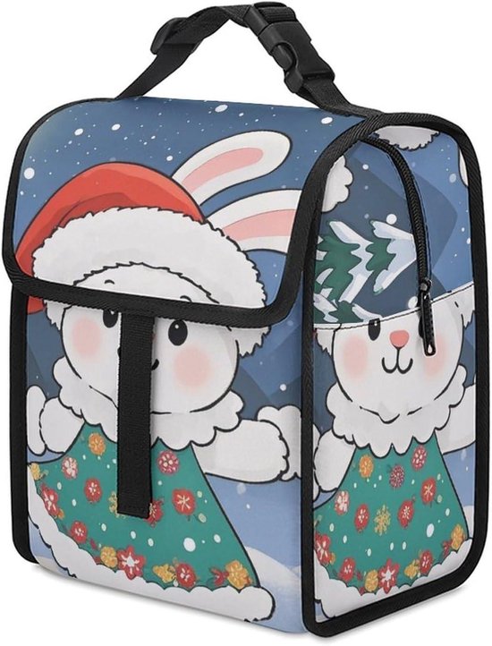 Geïsoleerde lunchtas - Koeltas draagtas - Picknick en kamperen - Verdikte aluminiumfolie - Grote capaciteit - Kerst Bunny