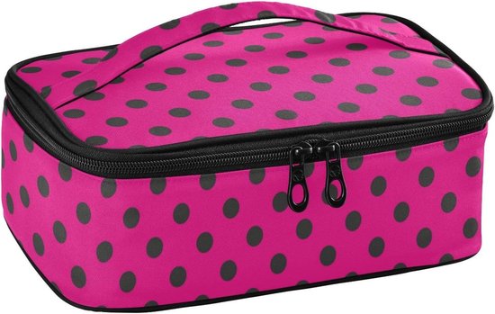 Geïsoleerde Lunchtas - Lunchbox Herbruikbaar - Maaltijd Meenemen - Voedseltemperatuur Behoud - 255 x 155 x 9 cm - Felroze Stippen