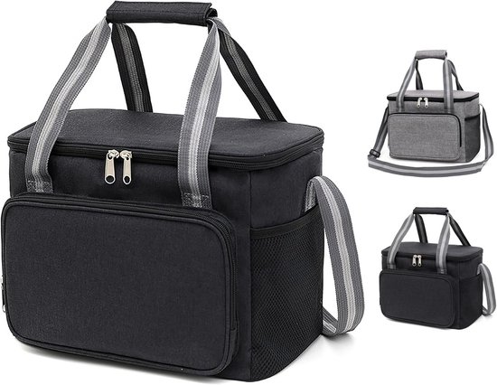Geïsoleerde Lunchtas - Thermische Tas Voedsel - Maaltijden Warm Houden - Oxford Doek Buitenkant - 15L Capaciteit - Zwart