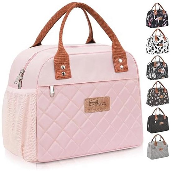 Geïsoleerde lunchtas voor volwassenen - stijlvolle koeltas voor school, picknick of reizen (roze)