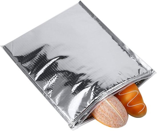 Gekkoetste Voedselzakken - Isolerende Lunchtas - Maaltijden Koel Houden - Aluminiumfolie Isolatie - 35 x 40 cm - Zilver