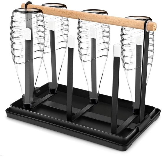GELLDG Flessenrek - Flessenafdruiprek - 6 flessen - Droogrek - Met lekbak - Geschikt voor alle flessen en bekers - Zwart van Merkloos