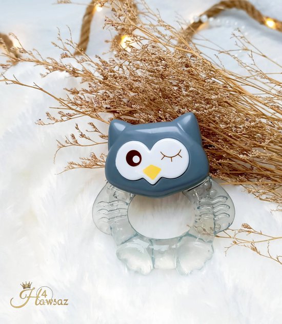 Genderneutraal kraamcadeau - Hawsaz.nl cadeau - Bijtspeelgoed - Verkoelende Waterbijtringen - Grijs - 3m+ - Babygeschenkset - Koelbijtring Uil - Baby cadeau - Babyshower - Geboortecadeau - Babyspeelgoed - Baby kado - Voor doorkomende tandjes van Merkloos