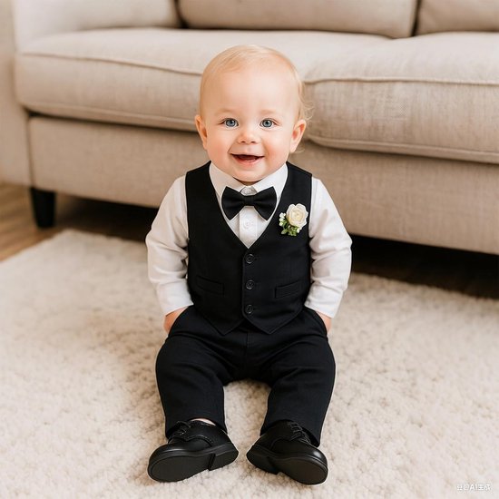 Gentleman Babypak 5-Delig voor Jongens en Peuters Doop Bruiloft Feestkleding van Merkloos