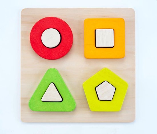 Geometric sorter 30 x 30 cm rubber wood board - XL peg van Merkloos