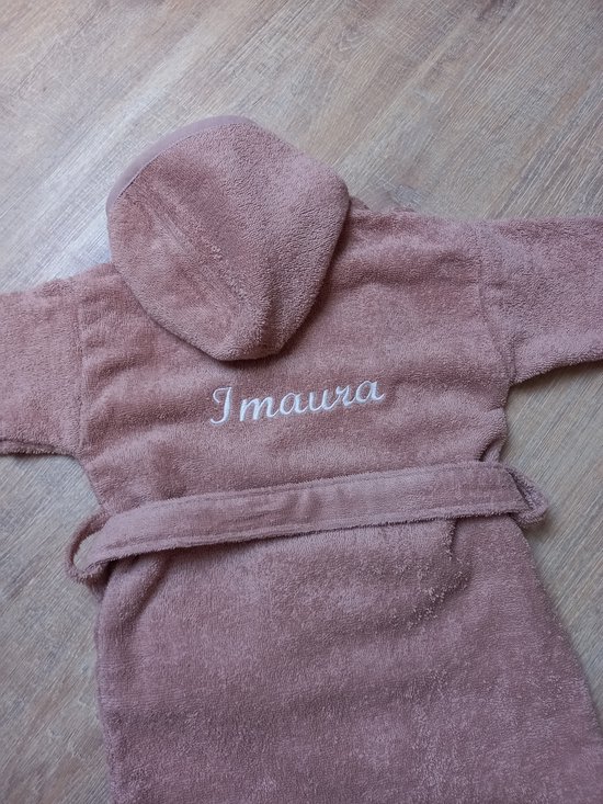 Gepersonaliseerd badjasje stone met naam geborduurd 1-2 jaar