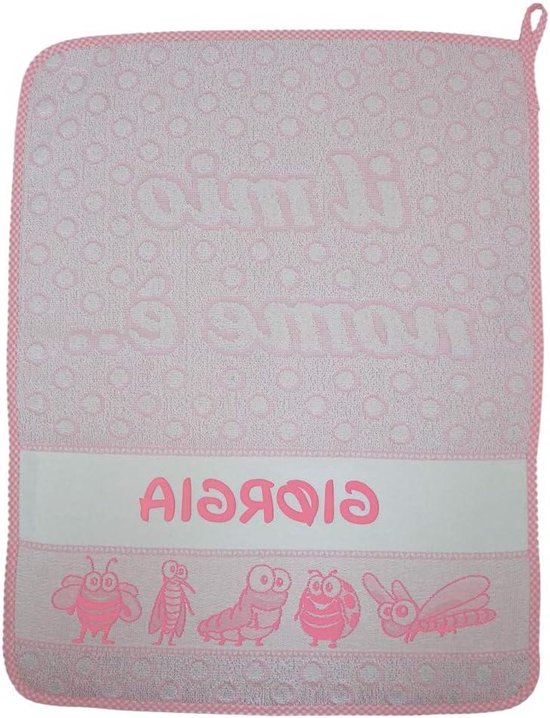 Gepersonaliseerd Voetdoek - Naam Handdoekje - Kinderopvang Gebruik - Met Trekkoord - 40 x 55 cm - Roze