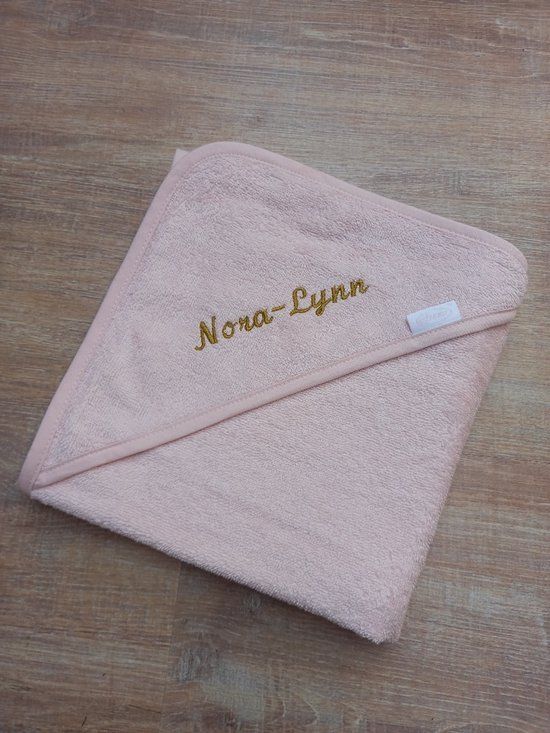 Gepersonaliseerde badcape blush met naam geborduurd