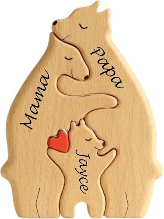 Gepersonaliseerde beren familie - geboorte - kraam cadeau - puzzel - 3 beren van Merkloos