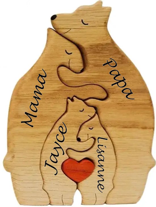 Gepersonaliseerde beren familie - geboorte - kraam cadeau - puzzel - 4 beren van Little Red Fox