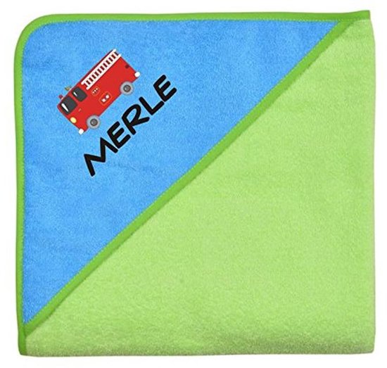 Gepersonaliseerde capuchon handdoek voor baby's en kinderen - Groen-turquoise - 140x140 cm