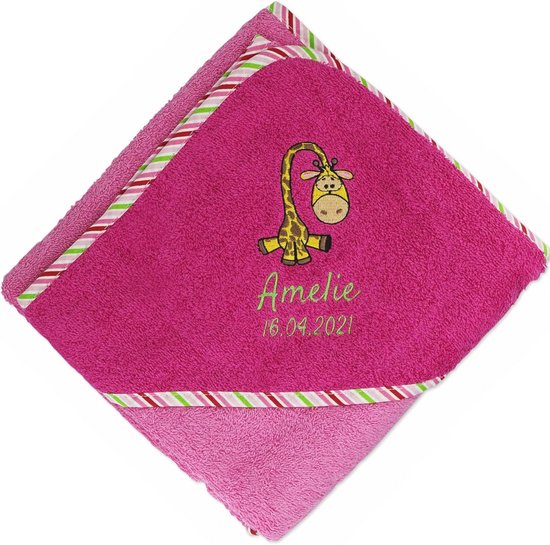 Gepersonaliseerde Handdoek met Capuchon voor Baby's en Kinderen - Bessenorchidee 100x100 cm
