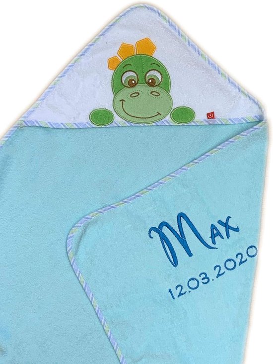 Gepersonaliseerde Katoenen Capuchonhanddoek voor Baby's met Naam en Geboortedatum