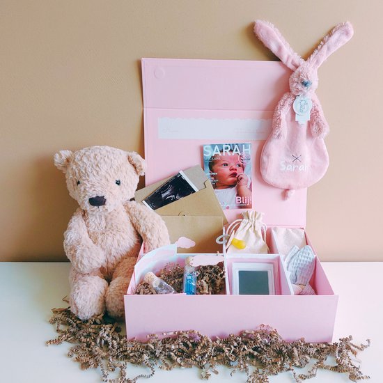 Gepersonaliseerde My Baby Memory Box roze | 30-delig Baby Herinneringen Doos | Kraamcadeau met naam | Baby Geschenkset | Persoonlijk cadeau meisje