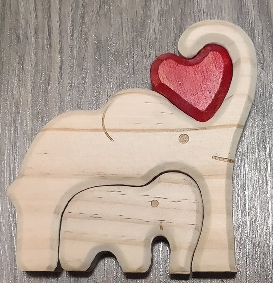 Gepersonaliseerde olifanten familie - geboorte - kraam cadeau - puzzel - 2 olifanten van Puczi.
