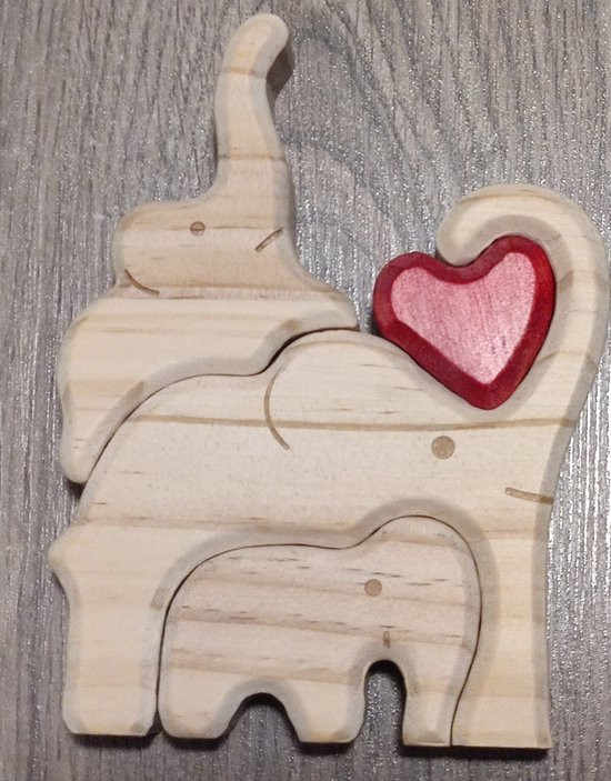 Gepersonaliseerde olifanten familie - geboorte - kraam cadeau - puzzel - 3 olifanten van Tofferebel