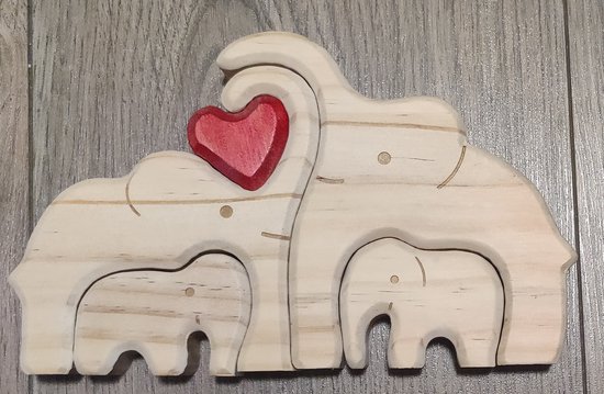 Gepersonaliseerde olifanten familie - geboorte - kraam cadeau - puzzel - 4 olifanten van Little Creations