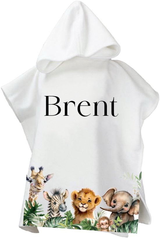 Gepersonaliseerde Poncho voor jongens en meisje - Cadeau kind verjaardag - Persoonlijk cadeau voor een kind - Jungle poncho met naam - Perfect voor Zwembad en Strand van Cabau Kids