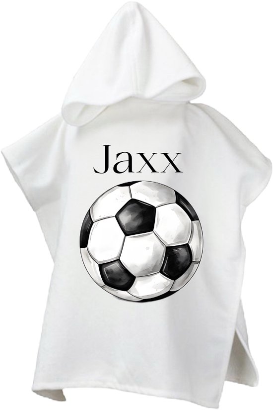 Gepersonaliseerde Poncho voor jongens en meisjes - Cadeau jongen meisje verjaardag - Voetbal poncho met naam - Perfect voor Zwembad en Strand van Merkloos